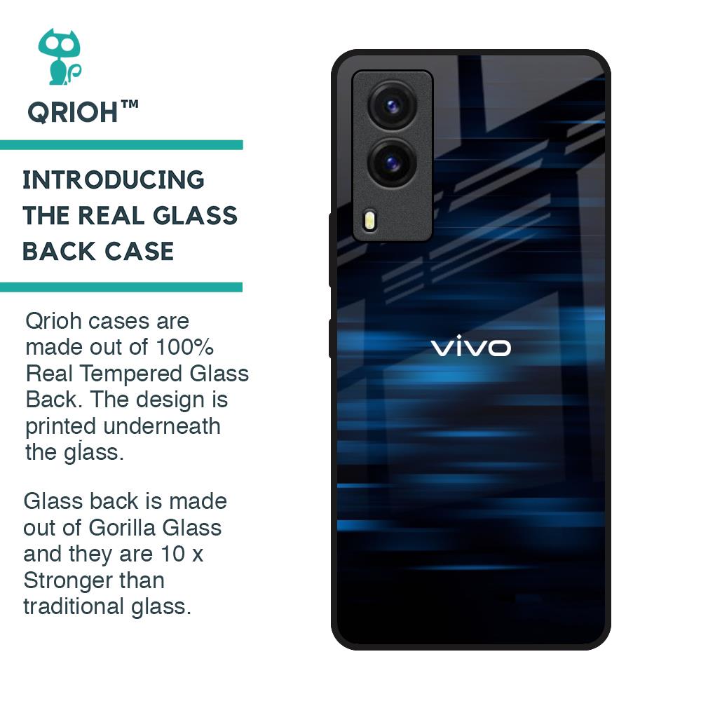 Blue Rough Abstract Glass Case for Vivo V21e