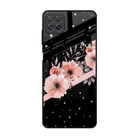 Floral Black Band Samsung Galaxy A22 Glass Back Cover Online