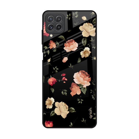 Black Spring Floral Samsung Galaxy A22 Glass Back Cover Online