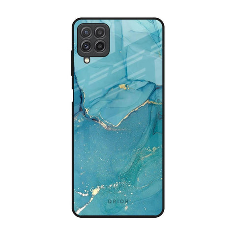 Blue Golden Glitter Samsung Galaxy A22 Glass Back Cover Online