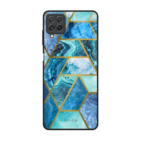 Turquoise Geometrical Marble Samsung Galaxy A22 Glass Back Cover Online