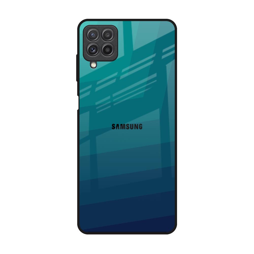 Green Triangle Pattern Samsung Galaxy A22 Glass Back Cover Online