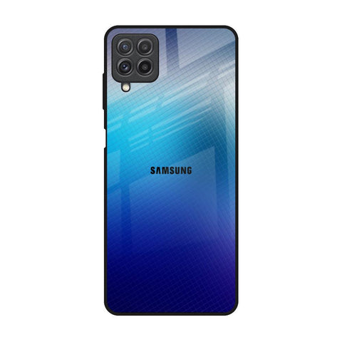 Blue Rhombus Pattern Samsung Galaxy A22 Glass Back Cover Online