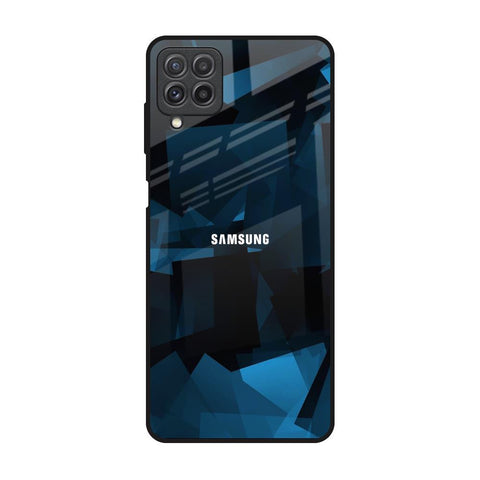 Polygonal Blue Box Samsung Galaxy A22 Glass Back Cover Online