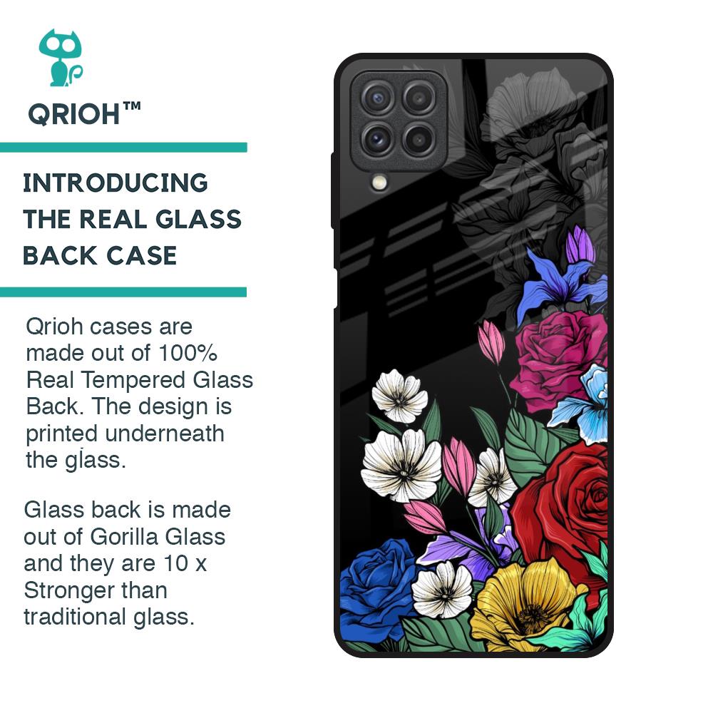 Rose Flower Bunch Art Glass Case for Samsung Galaxy A22