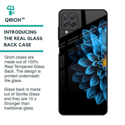 Half Blue Flower Glass Case for Samsung Galaxy A22