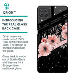 Floral Black Band Glass Case For Samsung Galaxy A22