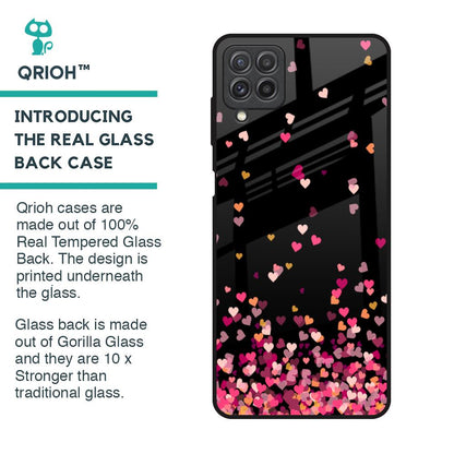 Heart Rain Fall Glass Case For Samsung Galaxy A22