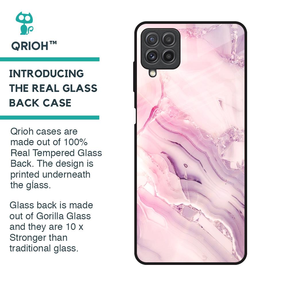 Diamond Pink Gradient Glass Case For Samsung Galaxy A22