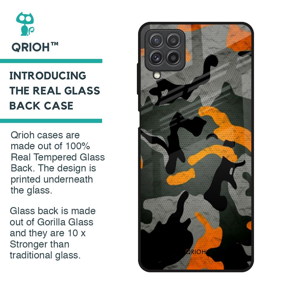 Camouflage Orange Glass Case For Samsung Galaxy A22