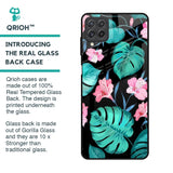 Tropical Leaves & Pink Flowers Glass Case for Samsung Galaxy A22