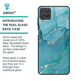 Blue Golden Glitter Glass Case for Samsung Galaxy A22