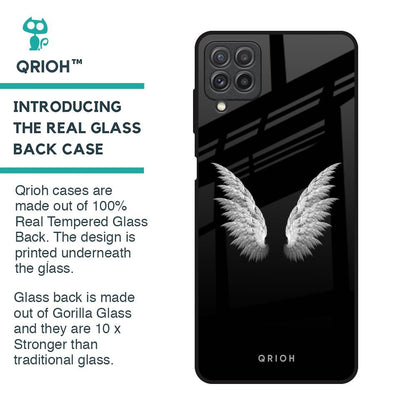 White Angel Wings Glass Case for Samsung Galaxy A22
