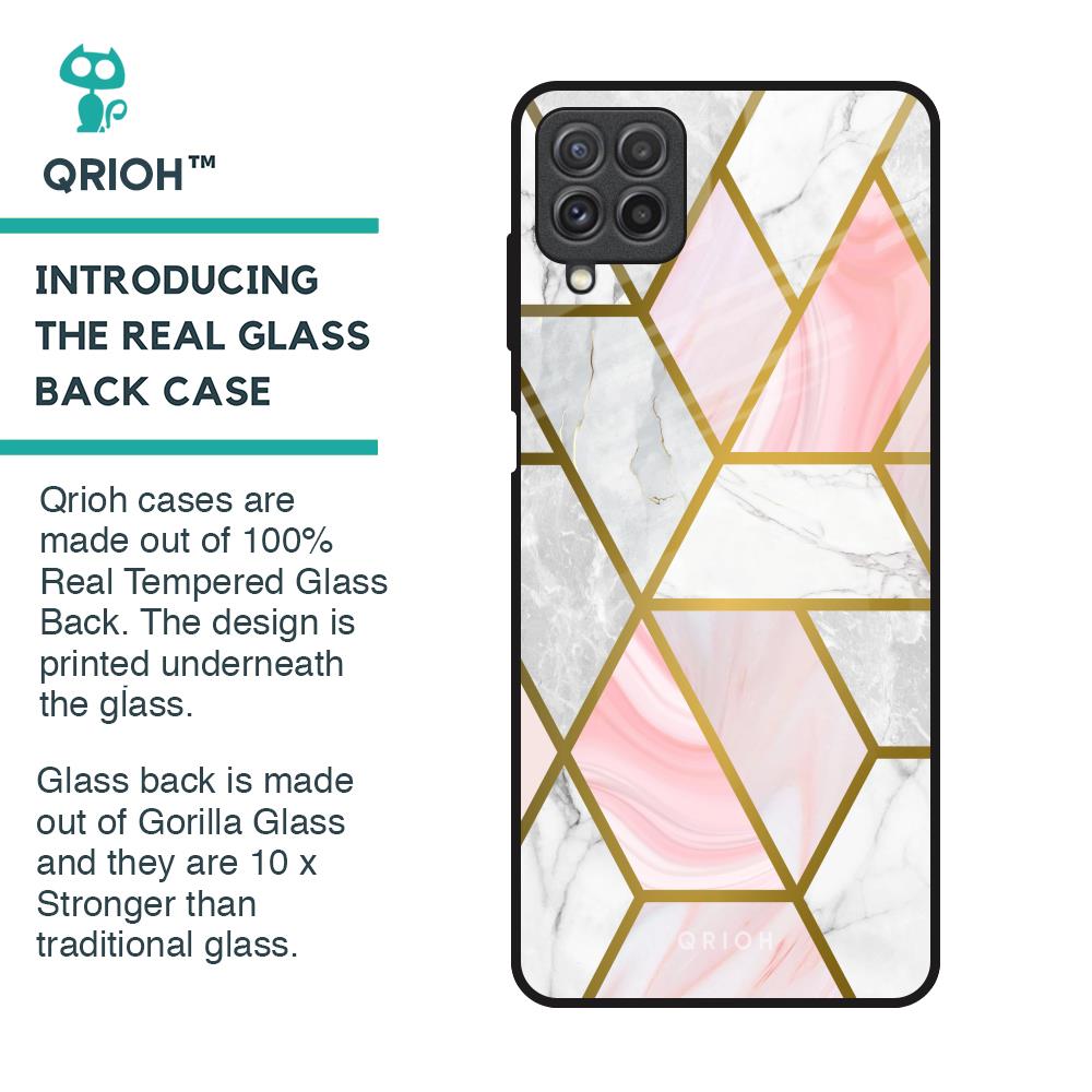 Geometrical Marble Glass Case for Samsung Galaxy A22