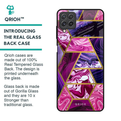 Electroplated Geometric Marble Glass Case for Samsung Galaxy A22