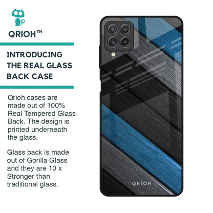Multicolor Wooden Effect Glass Case for Samsung Galaxy A22