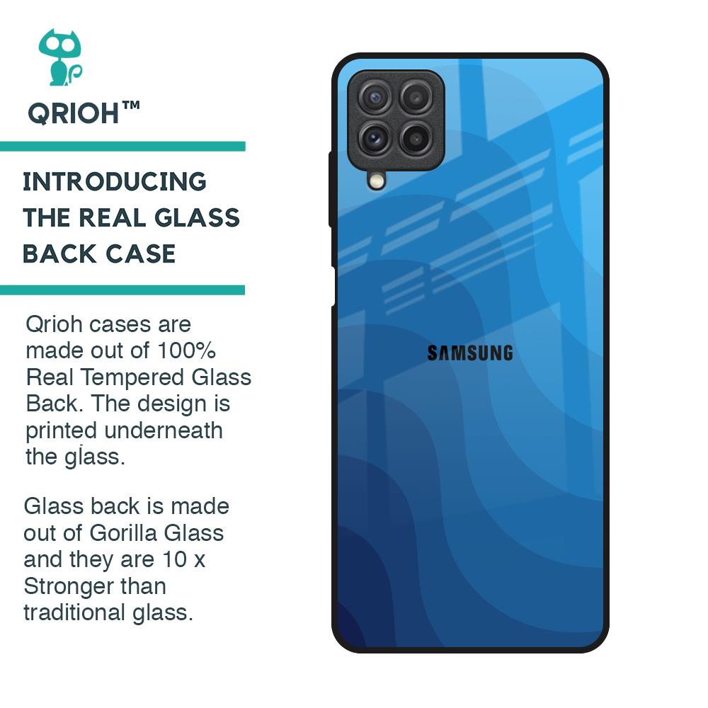 Blue Wave Abstract Glass Case for Samsung Galaxy A22