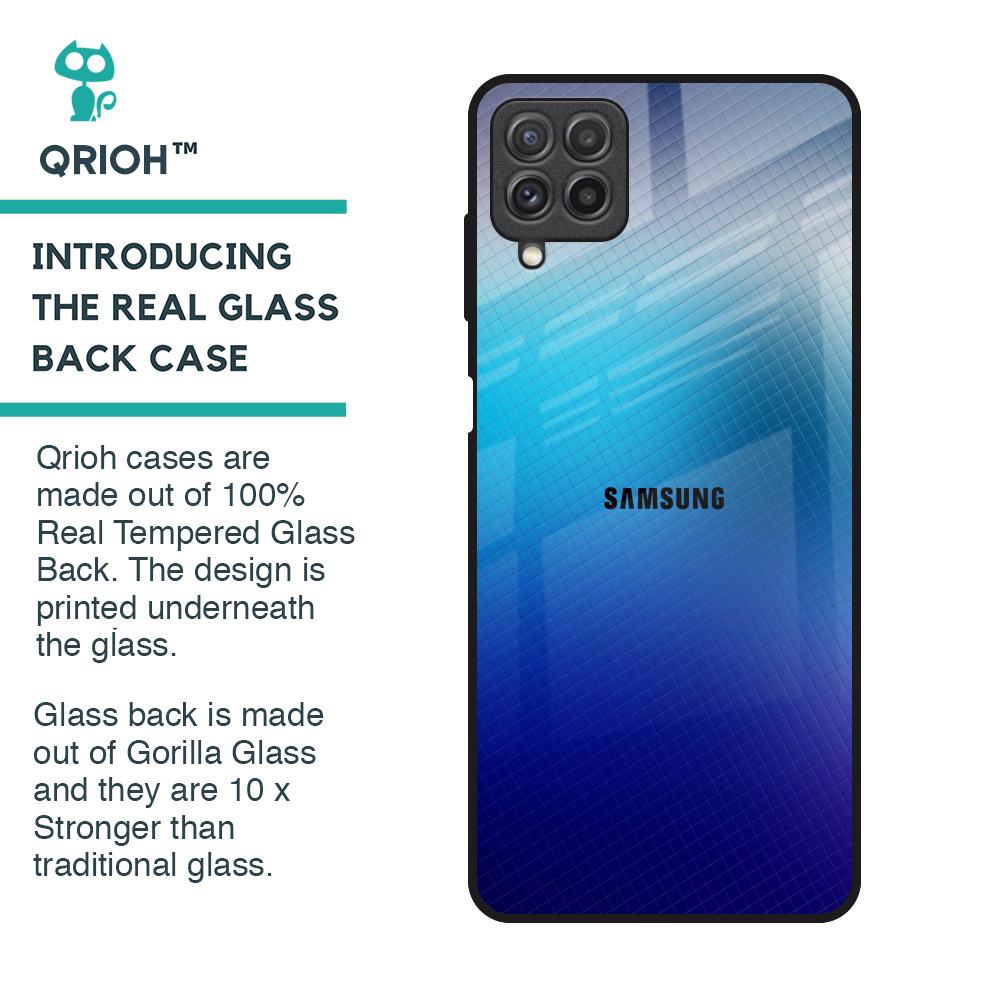 Blue Rhombus Pattern Glass Case for Samsung Galaxy A22