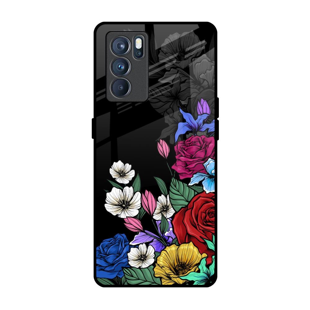 Rose Flower Bunch Art Oppo Reno6 Glass Back Cover Online