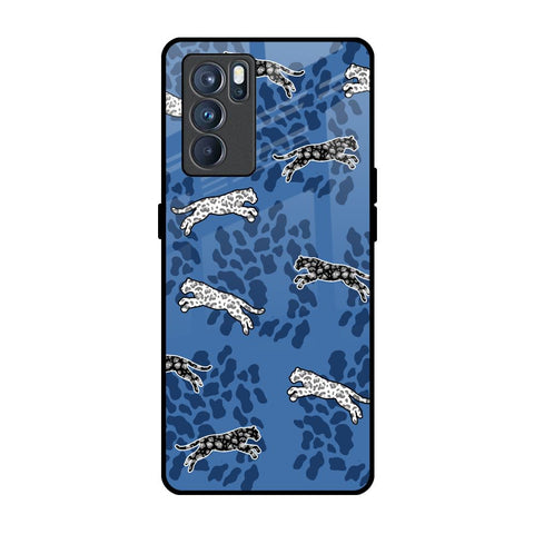 Blue Cheetah Oppo Reno6 Glass Back Cover Online