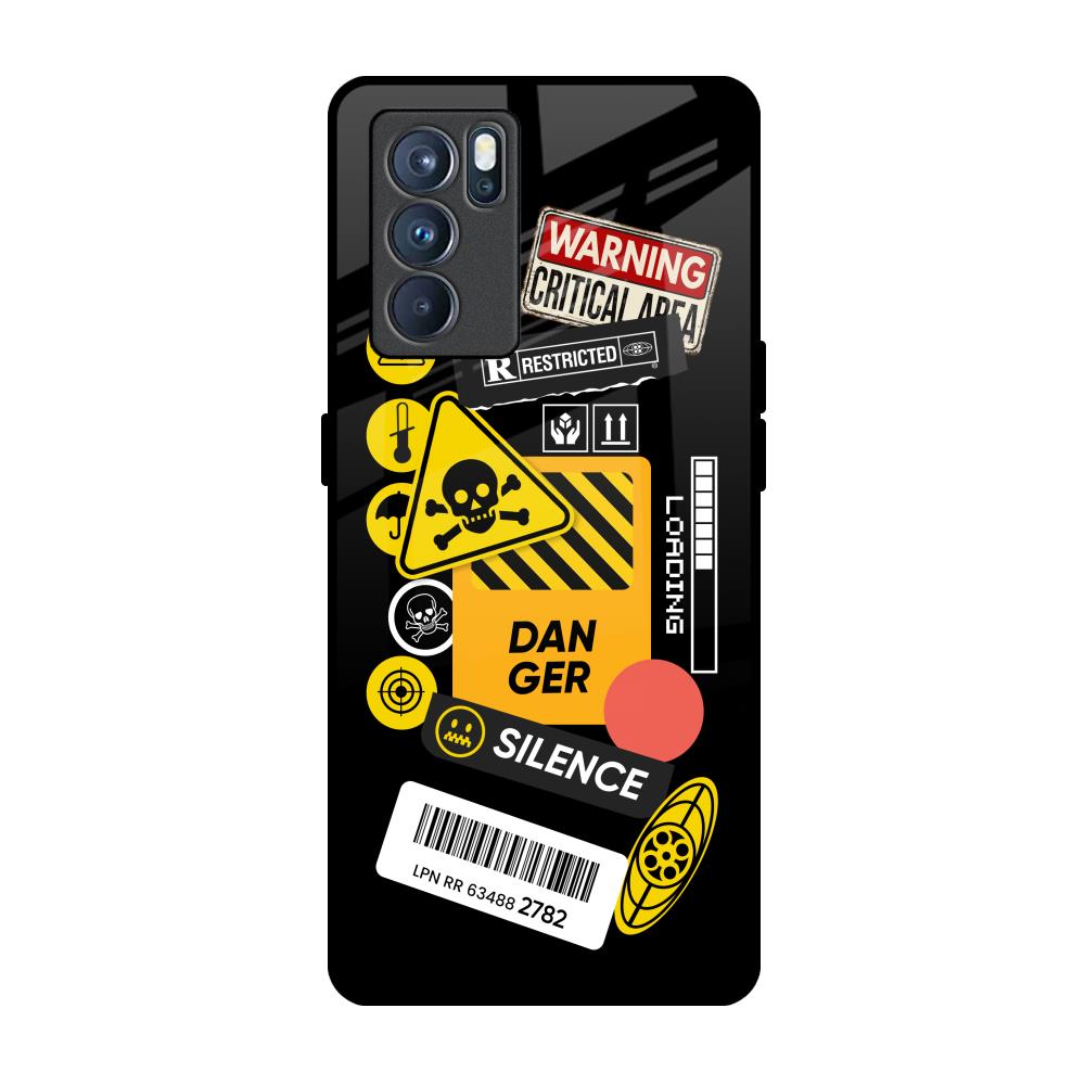 Danger Signs Oppo Reno6 Glass Back Cover Online