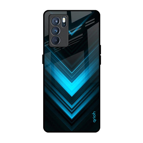 Vertical Blue Arrow Oppo Reno6 Glass Back Cover Online