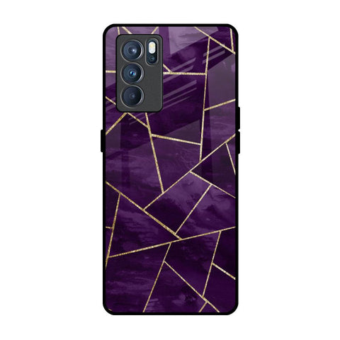 Geometric Purple Oppo Reno6 Glass Back Cover Online