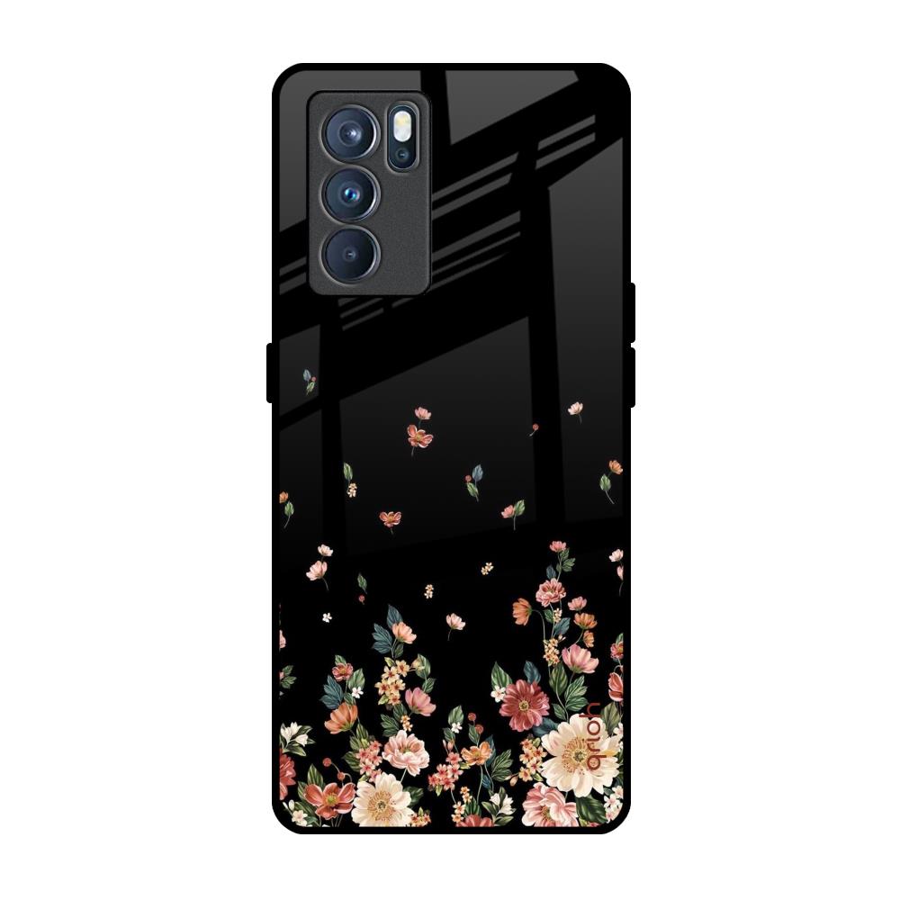 Floating Floral Print Oppo Reno6 Glass Back Cover Online