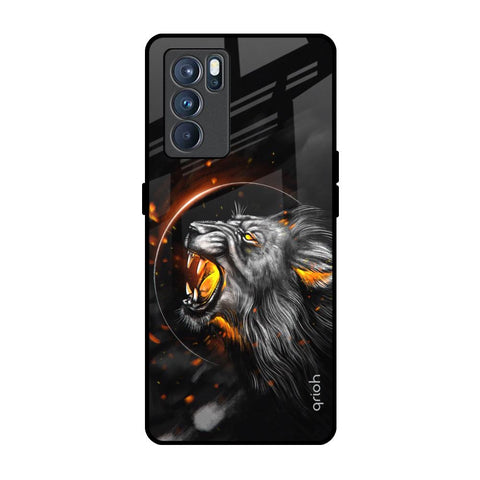 Aggressive Lion Oppo Reno6 Glass Back Cover Online