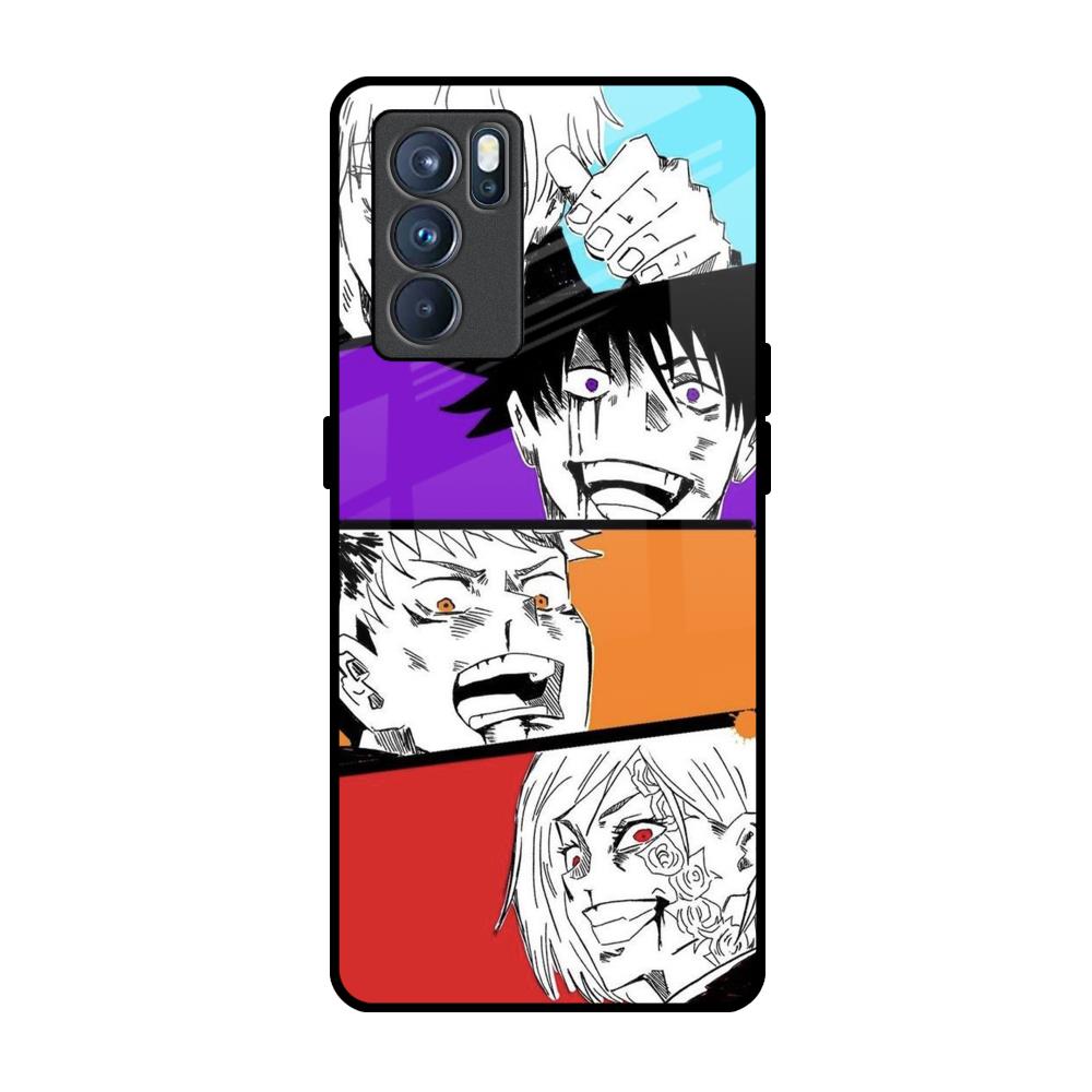 Anime Sketch Oppo Reno6 Glass Back Cover Online