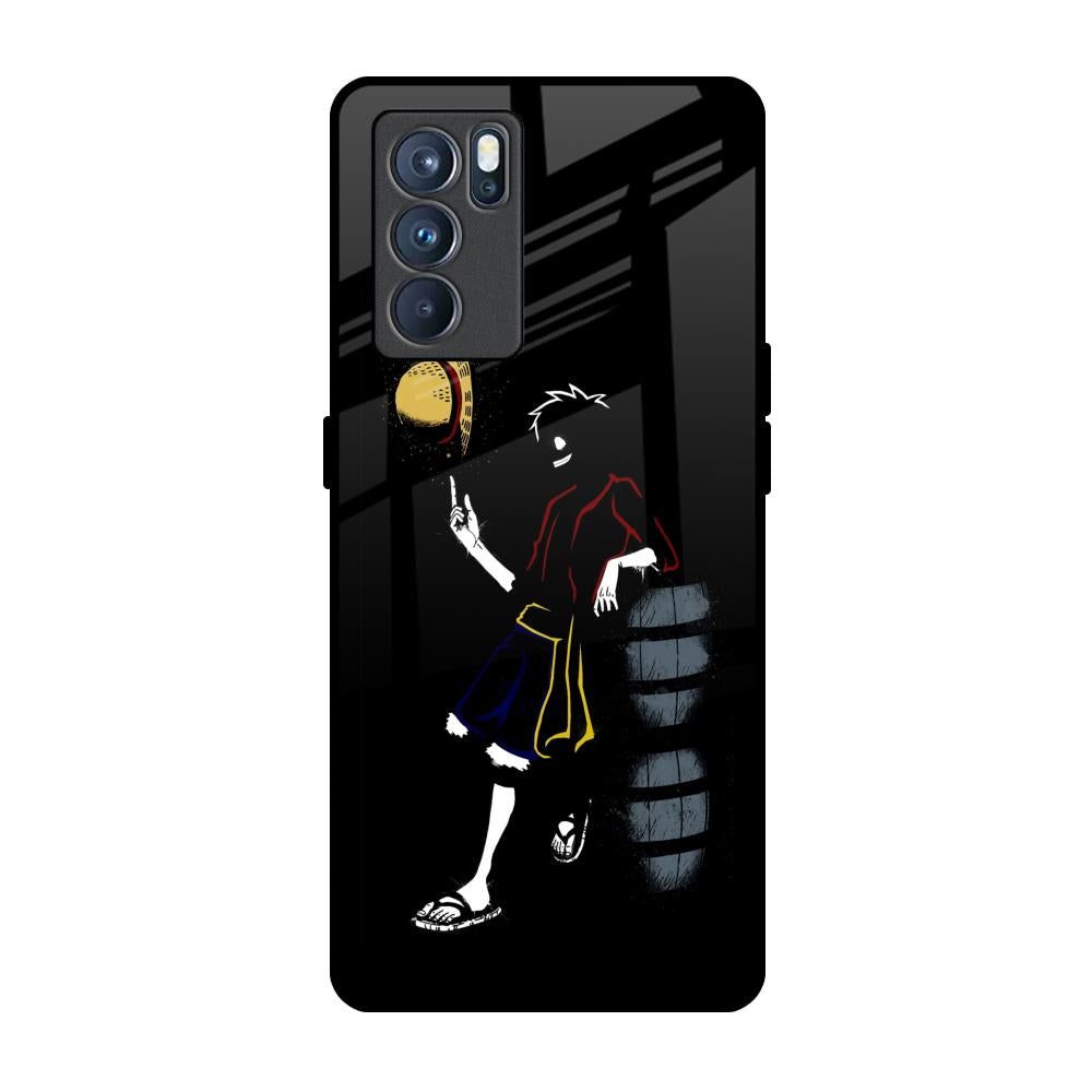 Luffy Line Art Oppo Reno6 Glass Back Cover Online