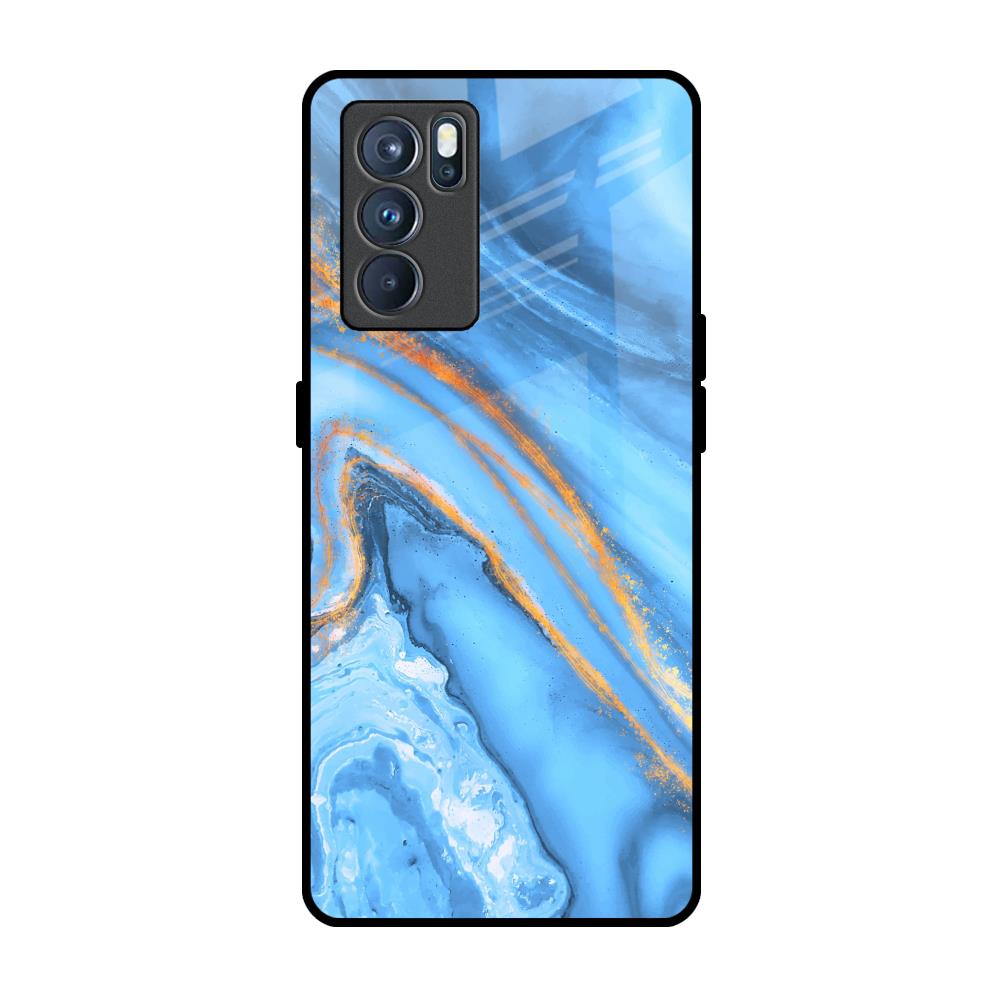 Vibrant Blue Marble Oppo Reno6 Glass Back Cover Online
