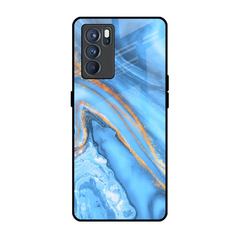 Vibrant Blue Marble Oppo Reno6 Glass Back Cover Online