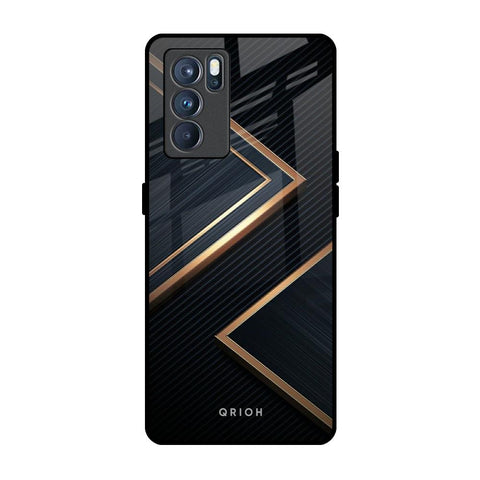 Sleek Golden & Navy Oppo Reno6 Glass Back Cover Online