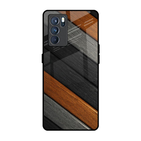 Tri Color Wood Oppo Reno6 Glass Back Cover Online