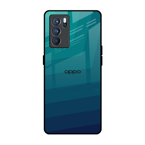 Green Triangle Pattern Oppo Reno6 Glass Back Cover Online