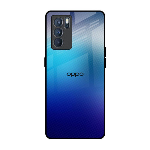 Blue Rhombus Pattern Oppo Reno6 Glass Back Cover Online