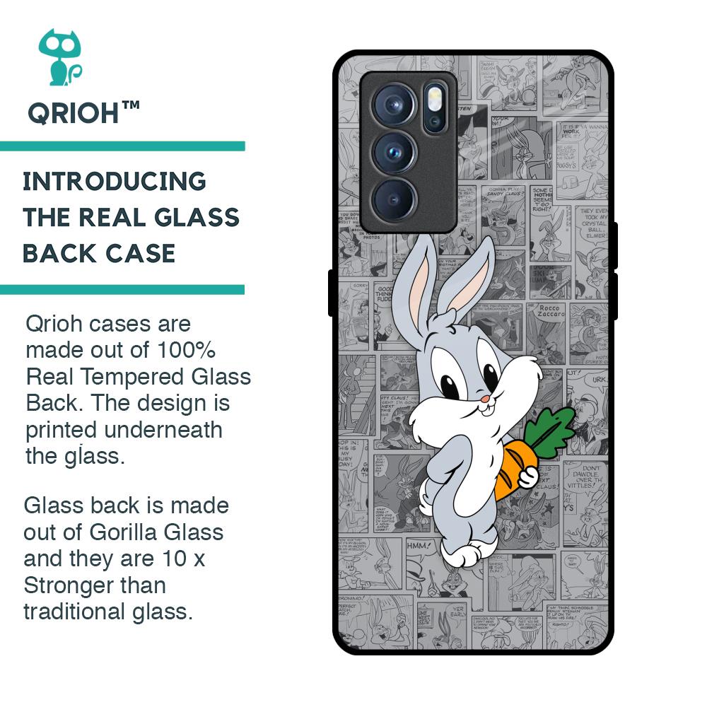 Cute Baby Bunny Glass Case for Oppo Reno6
