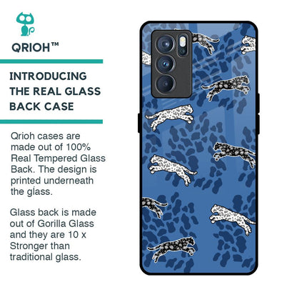 Blue Cheetah Glass Case for Oppo Reno6