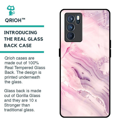Diamond Pink Gradient Glass Case For Oppo Reno6