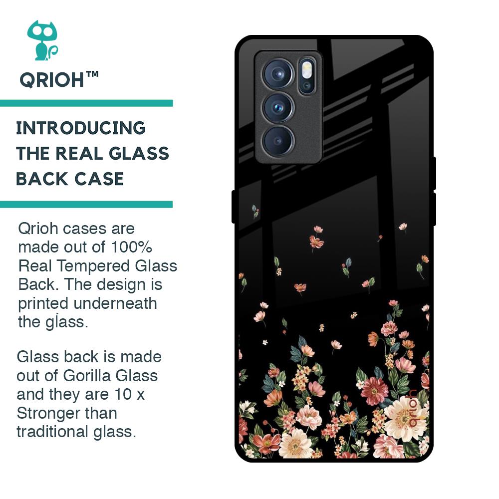 Floating Floral Print Glass Case for Oppo Reno6