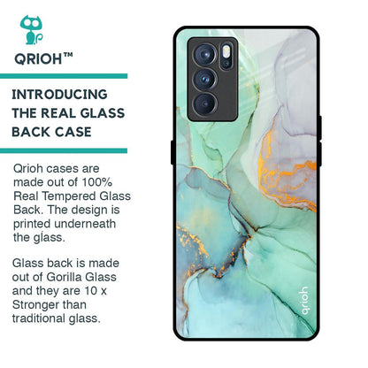 Green Marble Glass Case for Oppo Reno6