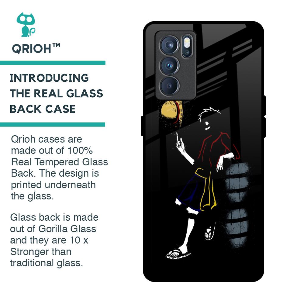 Luffy Line Art Glass Case for Oppo Reno6