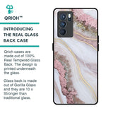 Pink & Gold Gllitter Marble Glass Case for Oppo Reno6