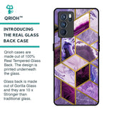 Purple Rhombus Marble Glass Case for Oppo Reno6