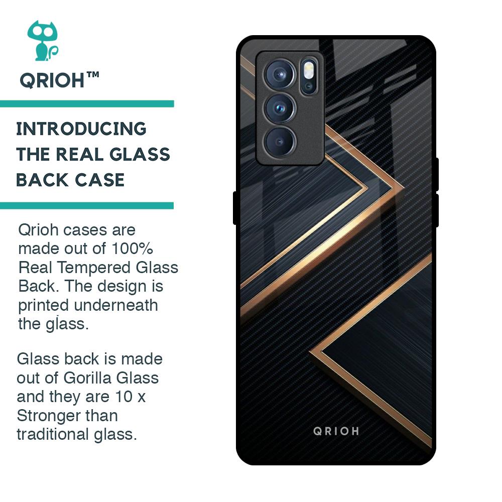 Sleek Golden & Navy Glass Case for Oppo Reno6