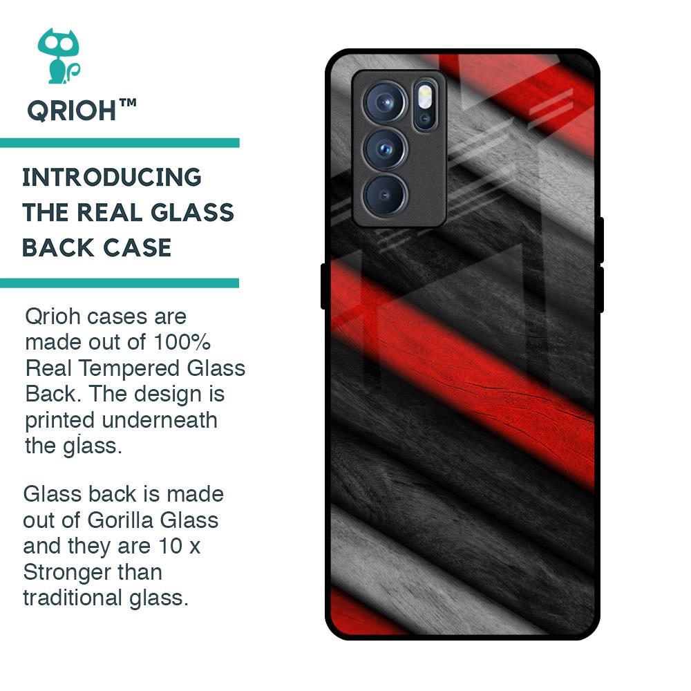 Soft Wooden Texture Glass Case for Oppo Reno6