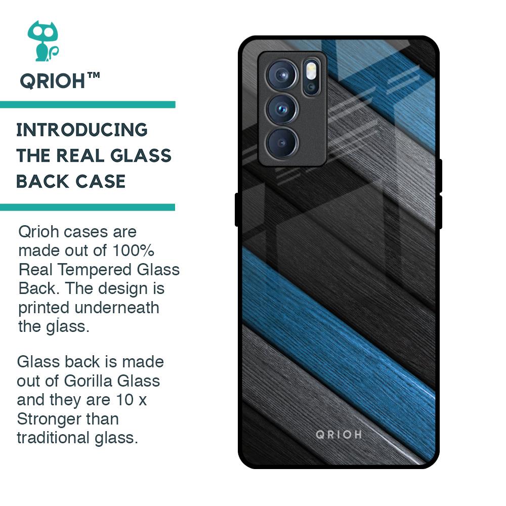 Multicolor Wooden Effect Glass Case for Oppo Reno6