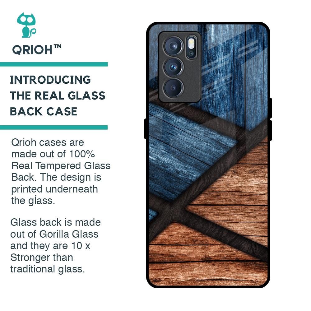 Wooden Tiles Glass Case for Oppo Reno6