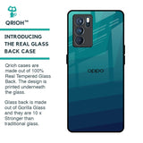 Green Triangle Pattern Glass Case for Oppo Reno6
